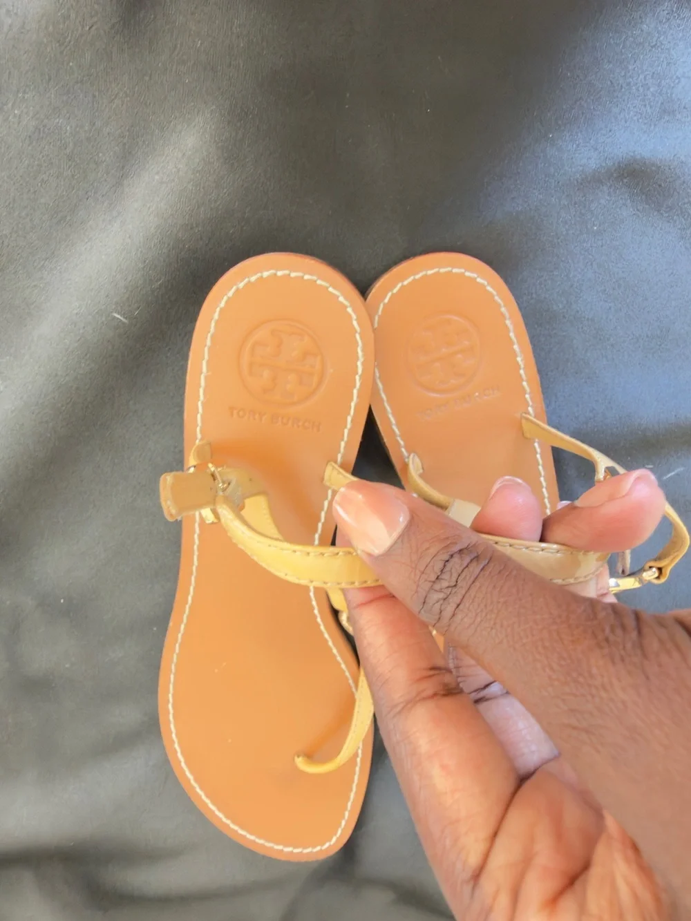 Tory Burch Miller Pave Knotted Tan Leather Sandals size 9.5M